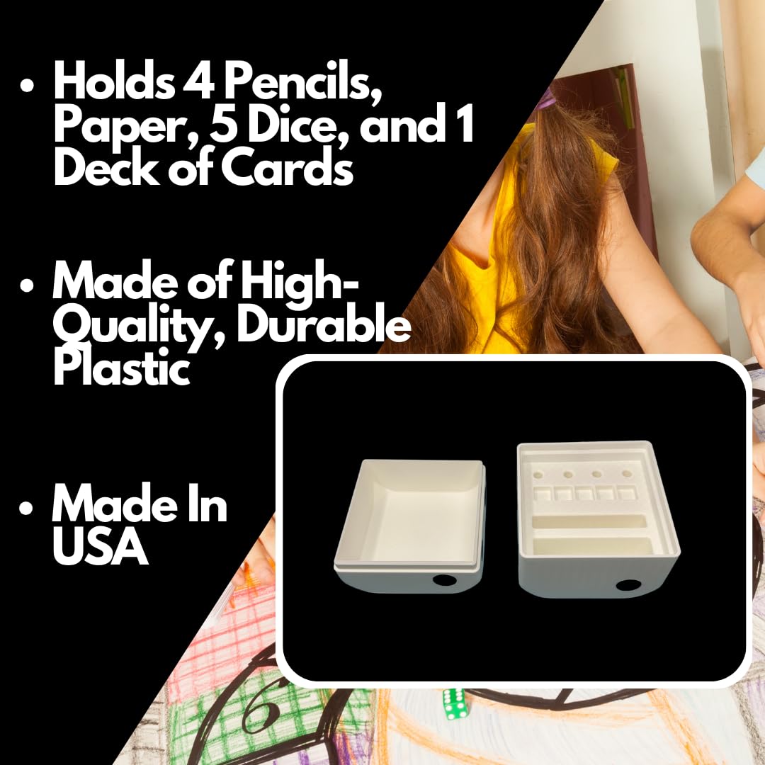 Chatelet Dice & Card Storage Box | Tabletop Game Organizer Dice Box | Holds Deck of Cards, Dice, Pencils & Paper | Card Games Accessory | Made in USA