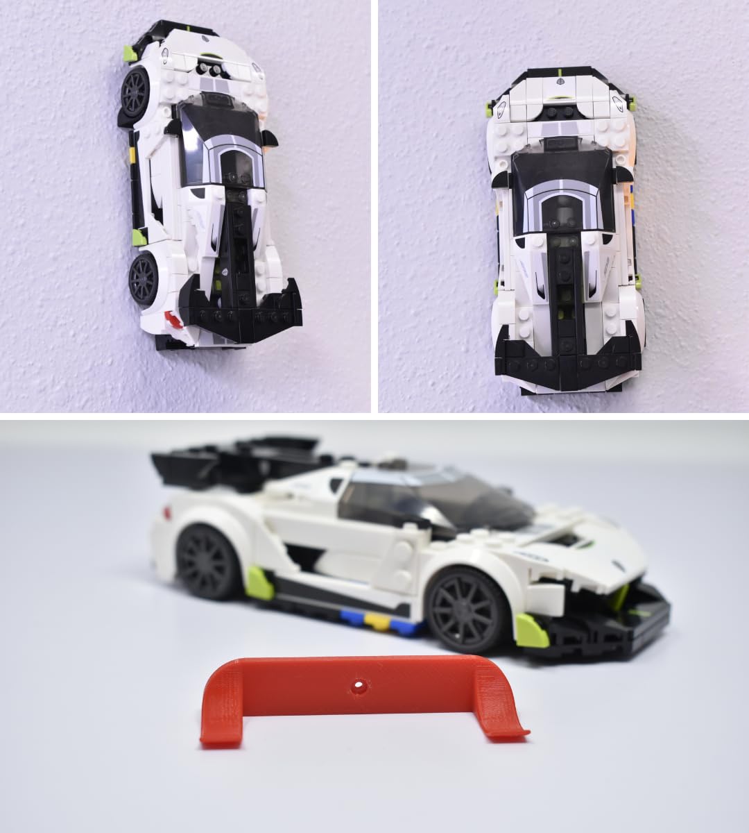 Collectible Car Display Wall Mount Compatible with Lego Speed Champions | Wall Display Mounts Compatible with Lego Racecar Models | Made in USA