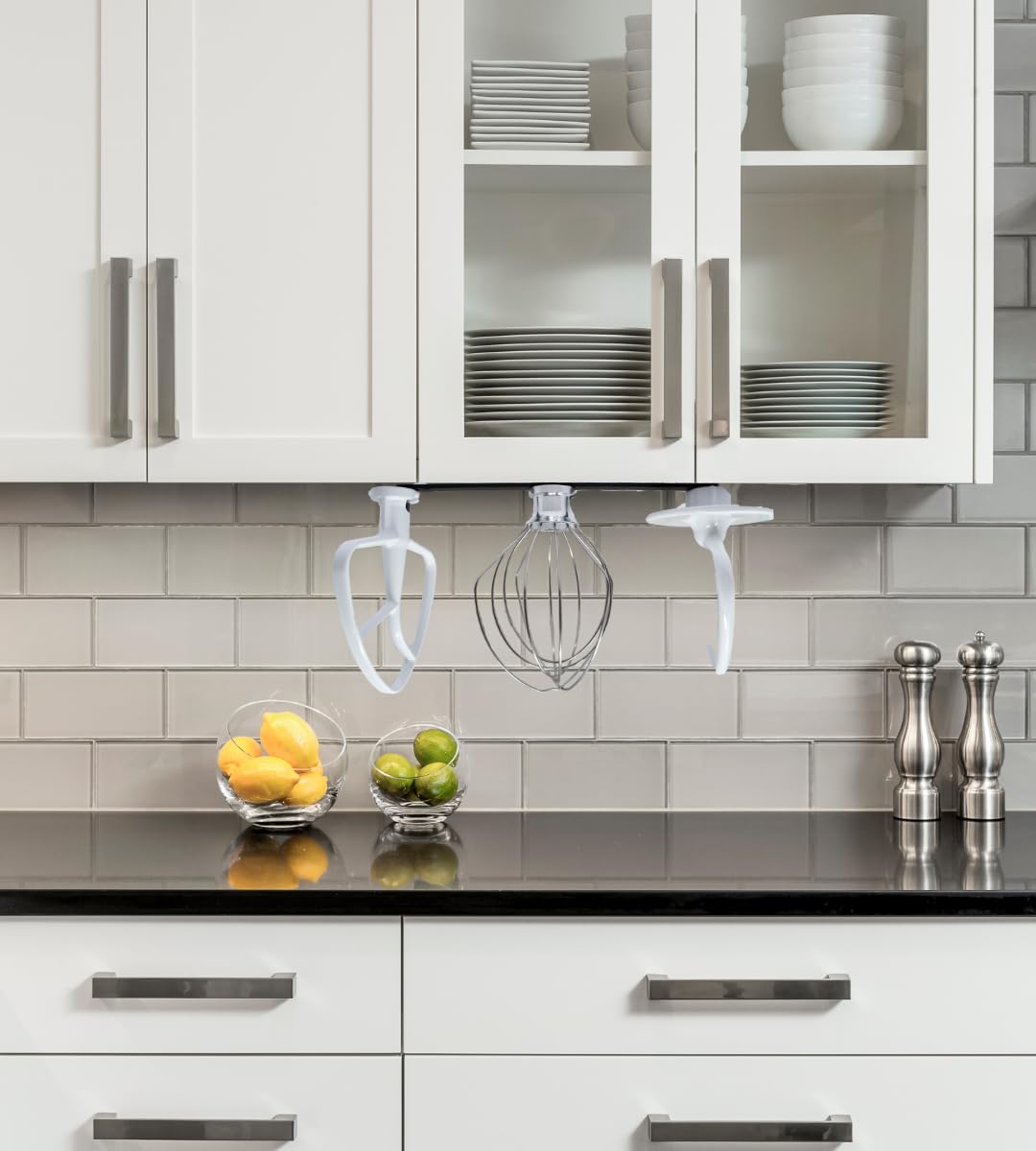 Slim Profile Mixer Organizer Mount | Compatible With All Kitchen Aid Mixer Accessories | Space Saver for Wall or Below Cabinets | Made in USA