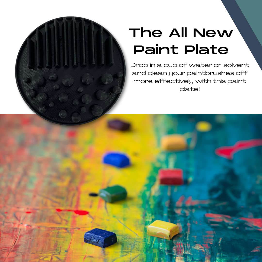 FRESHe Medium Paint Pallet & Mini Paint Plate Paintbrush Cleaner SET - For Water-Based Mediums, Acrylic, and Watercolor - White