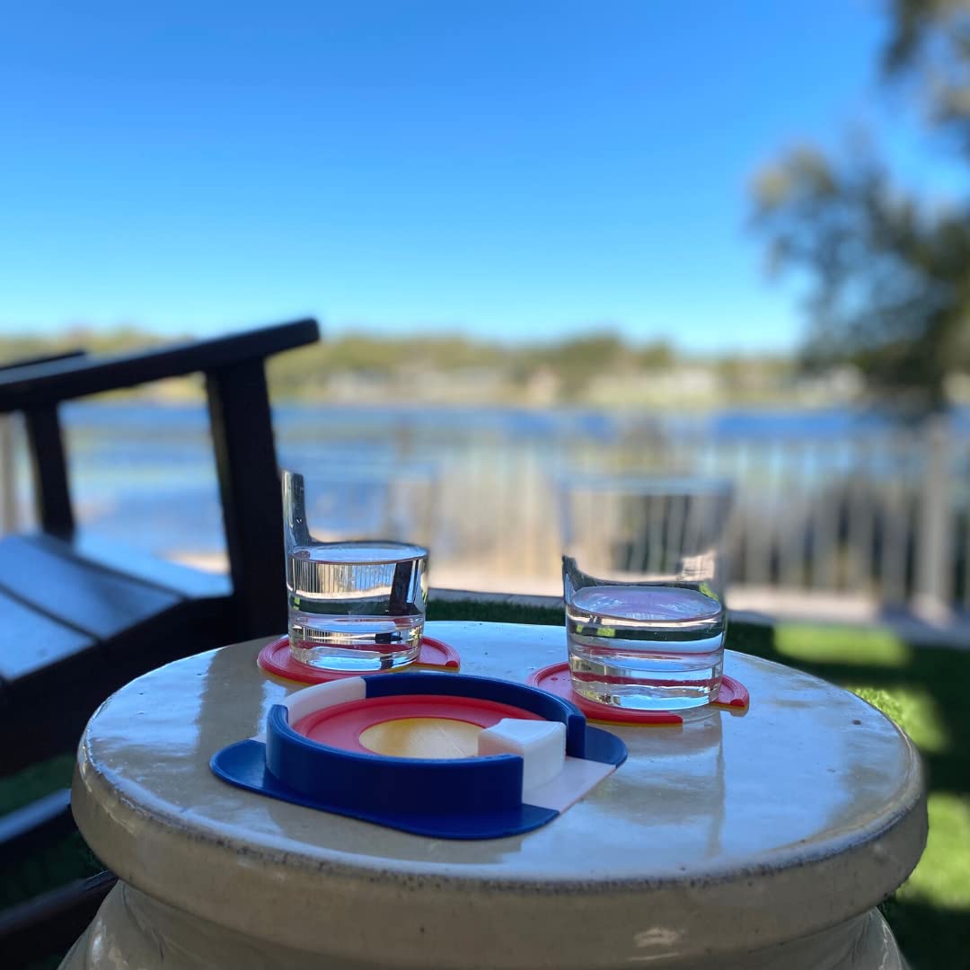 Set of 4 Colorado Flag Drink Coasters - Durable Plastic Design - Colorado Flag Design with 4 Coasters & Coaster Holder