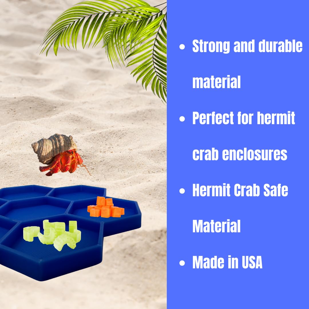 Hermit Crab Feeder Dish | 7 Tray Dish for Crab or Snail Feeding | Mix & Match Crab Food | Made in USA