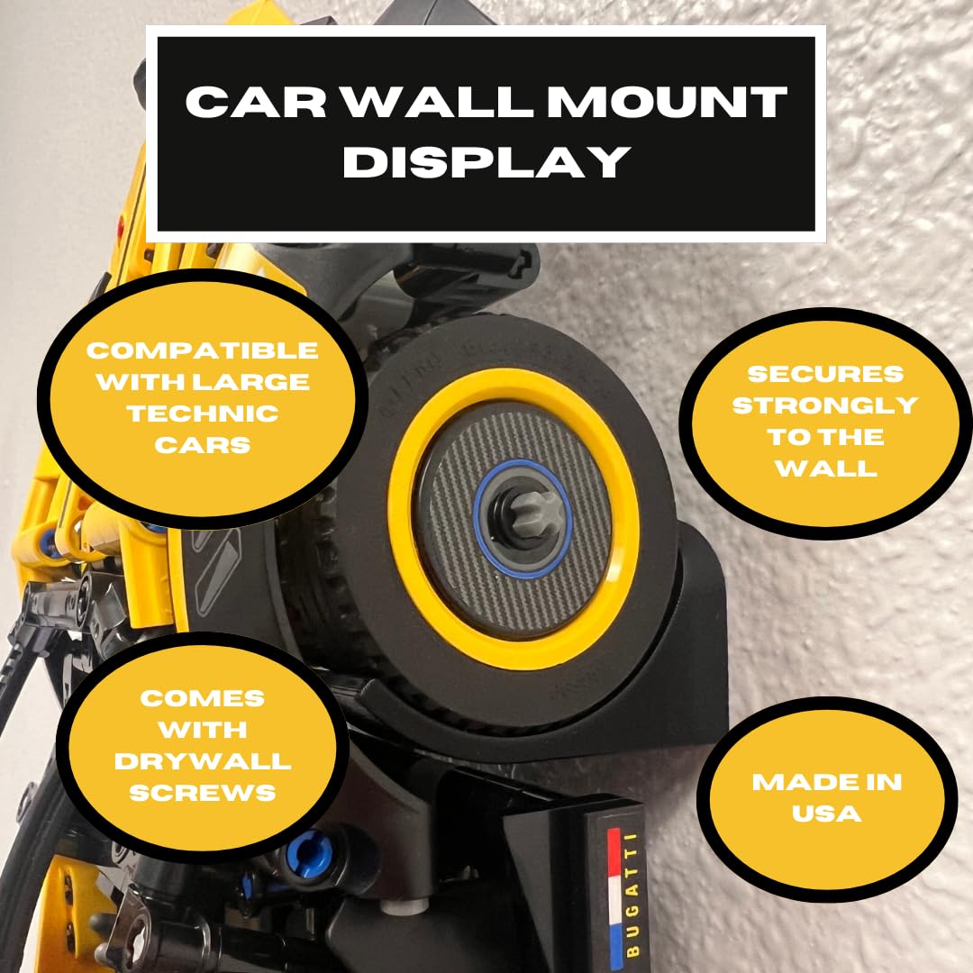 Vertical Collectible Car Wall Display Mount Compatible with Lego Technic Series Racecars | Display Car Collection by Wheels on Wall | Made in USA Compatible with Lego Technic Series