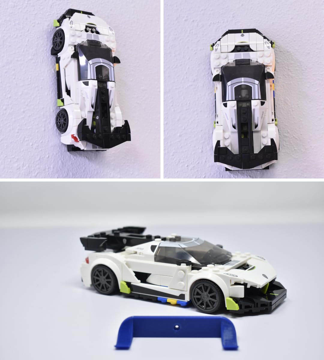 Collectible Car Display Wall Mount Compatible with Lego Speed Champions | Wall Display Mounts Compatible with Lego Racecar Models | Made in USA