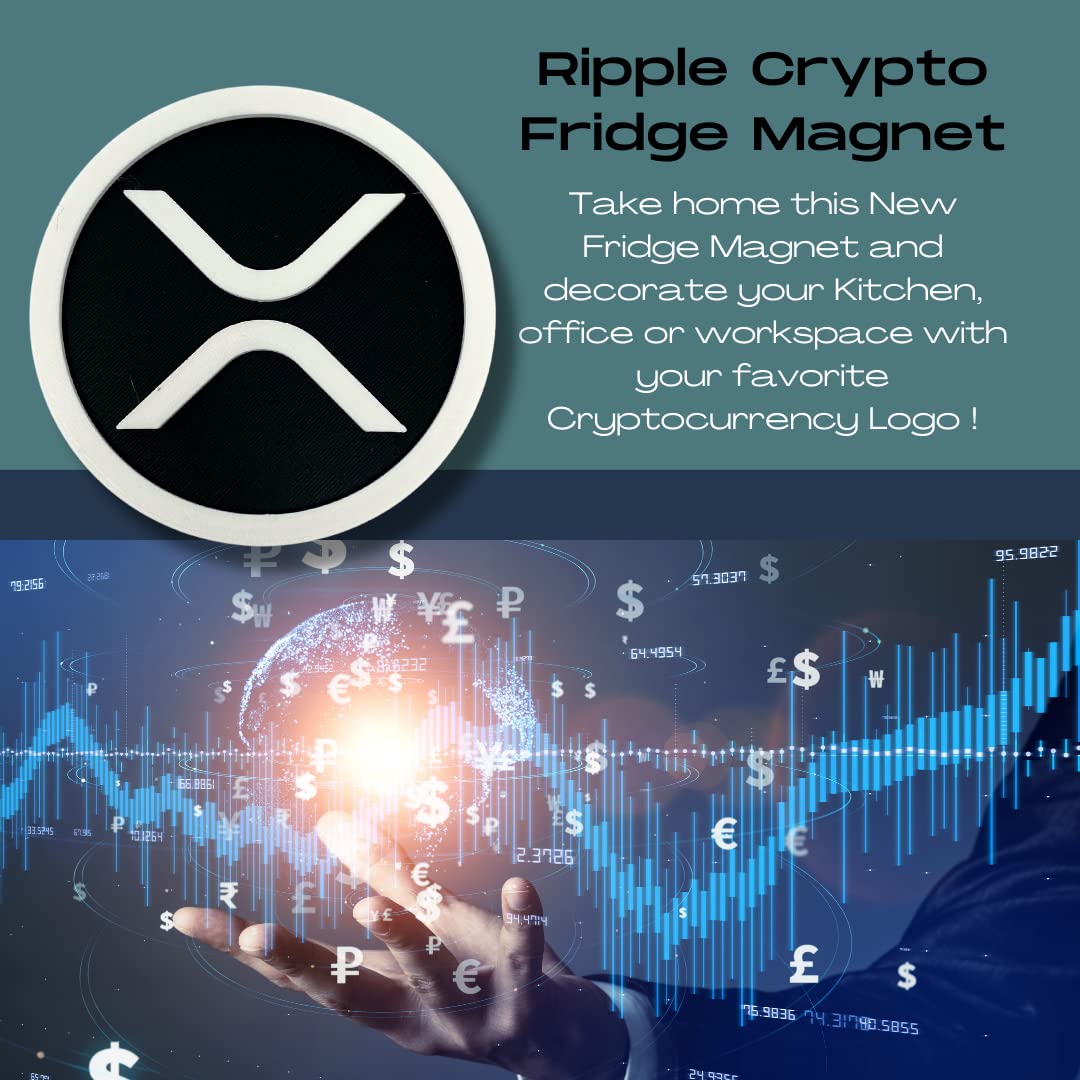 Ripple XRP Cryptocurrency Logo Magnet - Black & White - Decorative Fridge Magnet - Perfect for Cryptocurrency XRP Token Fans! Made in The USA
