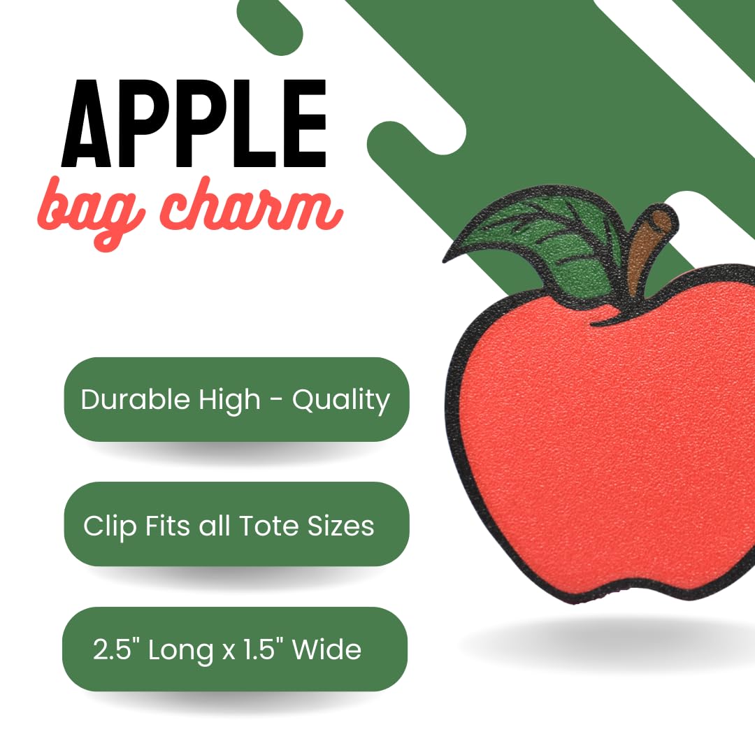 FRESHe Baglets - Teacher Charms - Decorative Charms for Tote Bags - Compatible with Bogg Bags, Simply Southern and other Tote Bags Apple