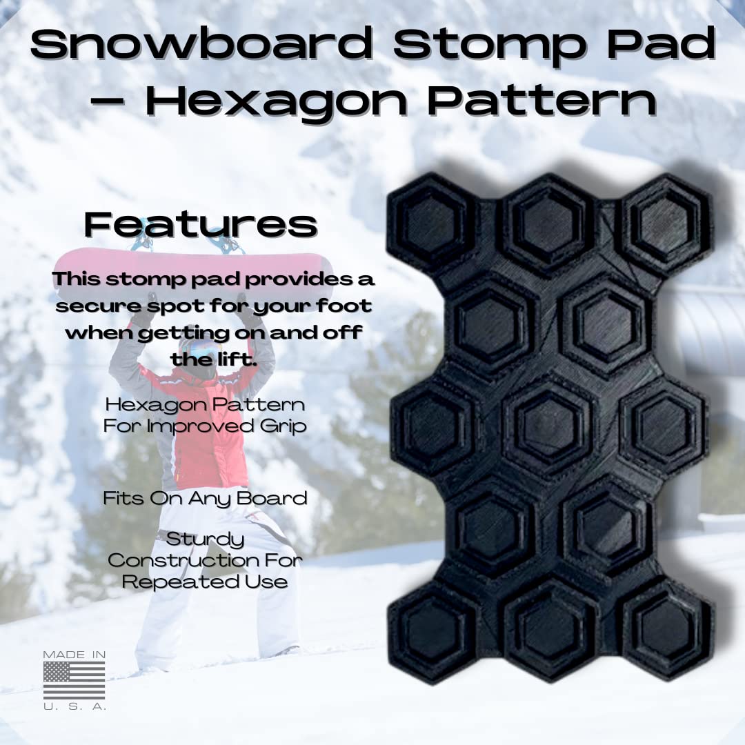 Snowboard Stomp Pad - Hexagon Pattern - Specialized Stomp Pad Designed for Better Grip & Adhesion to Snowboards