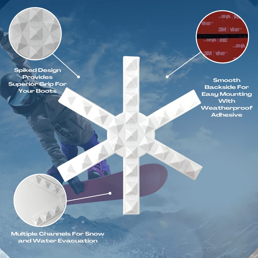 FRESHe Snowboard Stomp Pad - Low Profile Spike Pattern - Specialized Stomp Pad Designed for Better Grip & Adhesion to Snowboards - Black