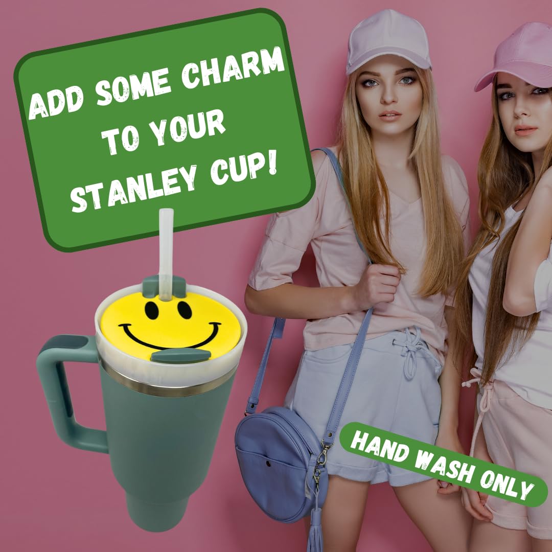 BAGLETS - Smiley Face Topper Charms Compatible with Stanley Cups | Customize Tumblers with Cute Charms | Easily Removable & Interchangeable | Made in USA