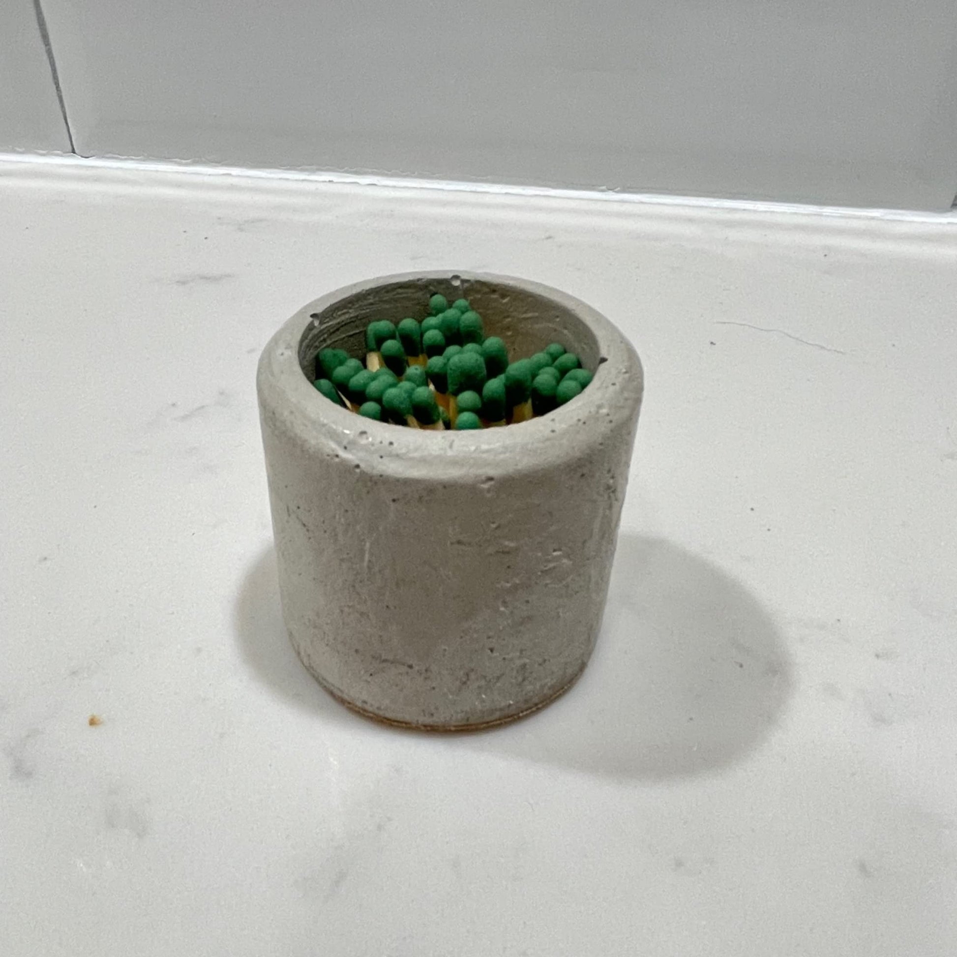 Gray Concrete Candle Matches Holder - Rugged Cement Matches Holder Accessory - Stylishly Organize & Display Matches - Made in USA!