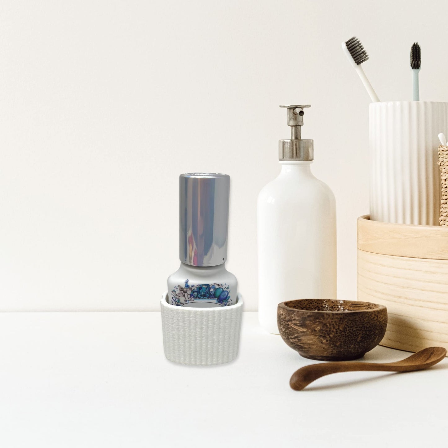 Poo-Spray Holder for 2 oz. bottles - Poo-spray Holder for Bathroom with Adhesive to Apply to Toilet or Cabinet