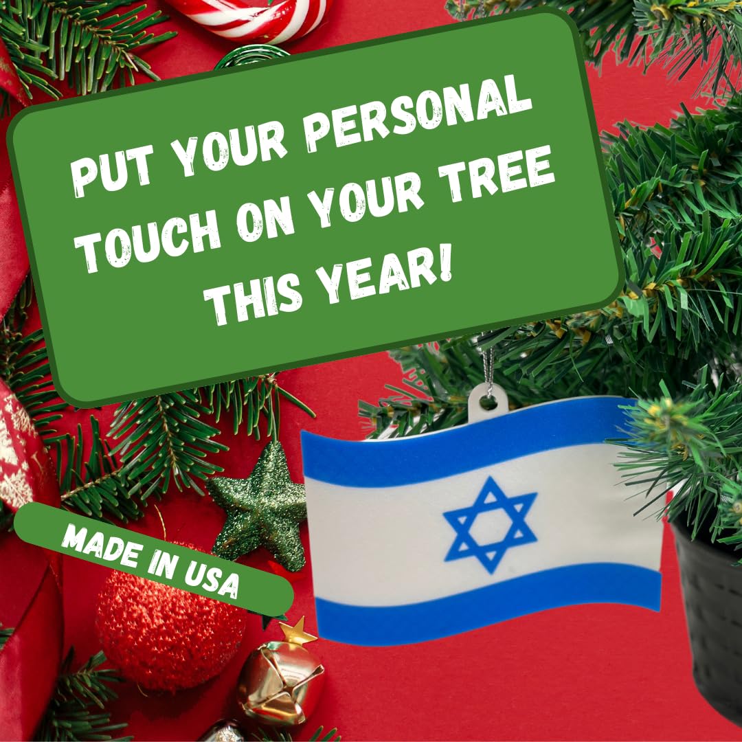 Israeli Flag Christmas Ornament | Israel Support Holiday Ornament | Made in USA