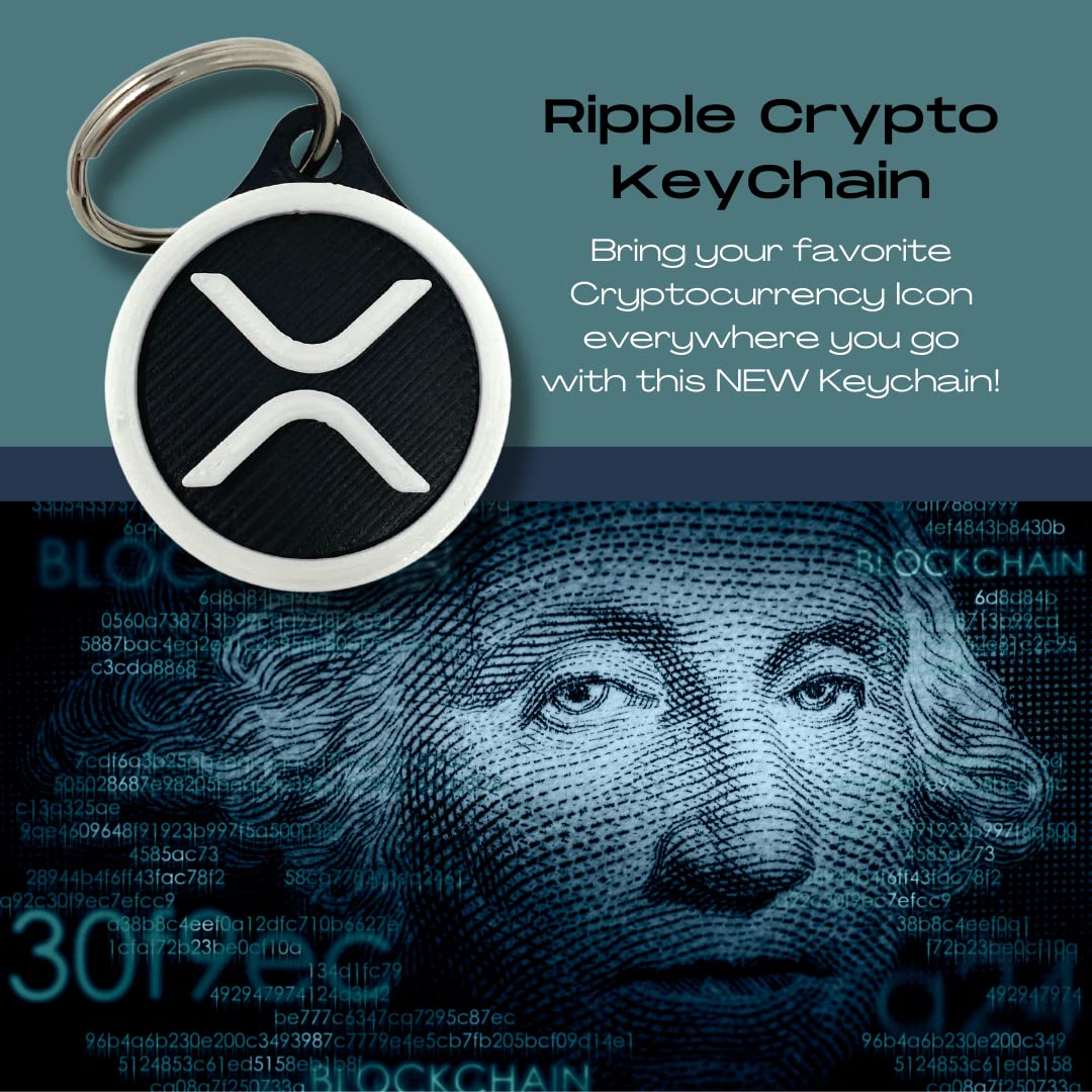 Ripple XRP Keychain Cryptocurrency Logo - Black & White - Perfect for Cryptocurrency XRP token Fans! Made in the USA!
