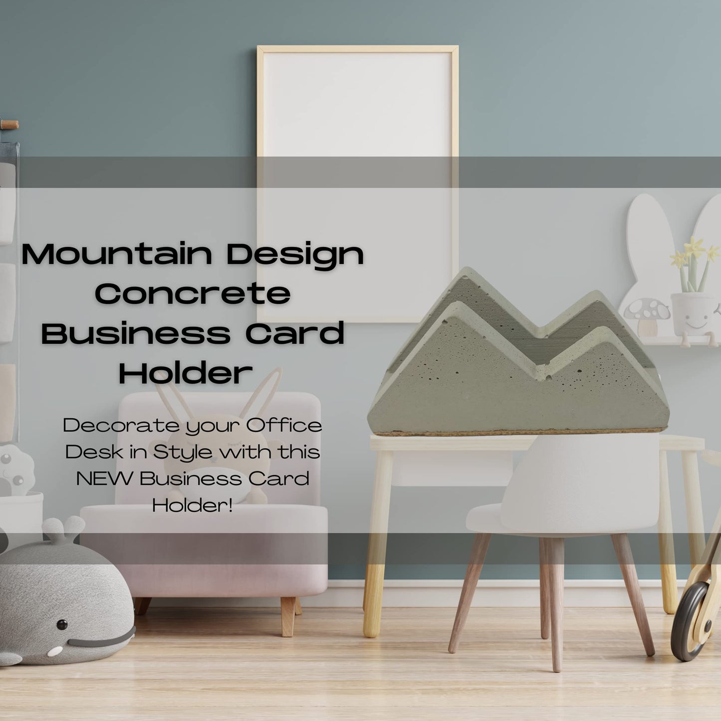 Concrete Mountain Silhouette Design Business Card Holder Display | Stylishly Display Business Cards & Decorate Office Desks | Made in USA