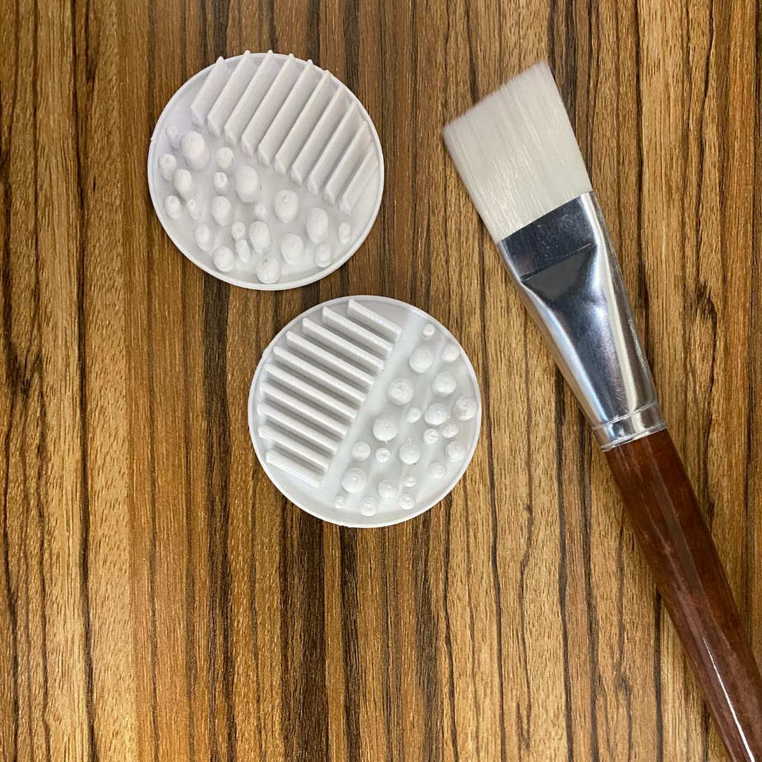 FRESHe Mini Paint Plate Paintbrush Cleaner Disc 2-Pack - Drop in a Cup of Water & Keep Paint Brushes Clean - For Water-Based Mediums, Acrylic, and Watercolor - White