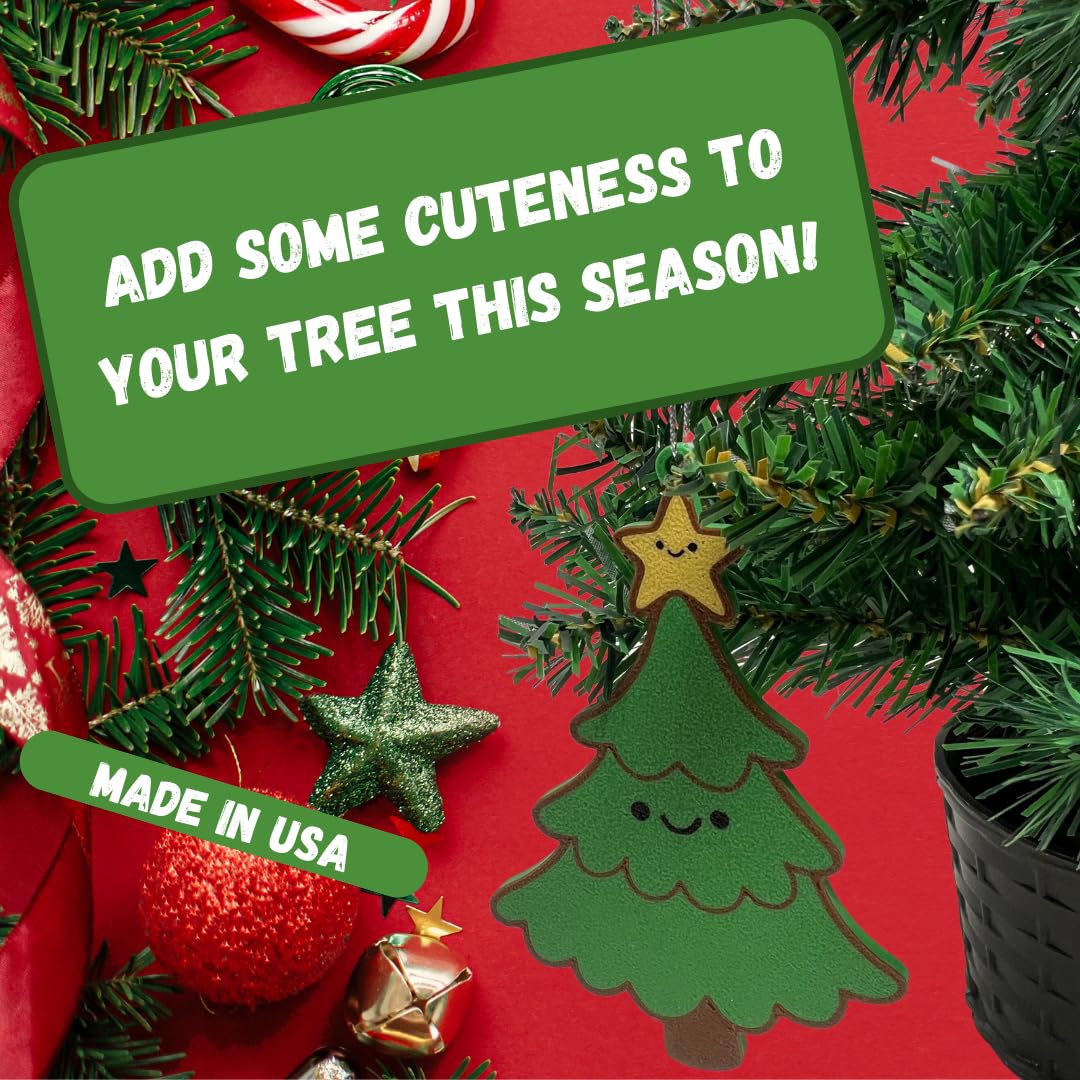 Happy Christmas Tree Ornament | Cute Christmas Tree Decorative Holiday Ornament | Made in USA