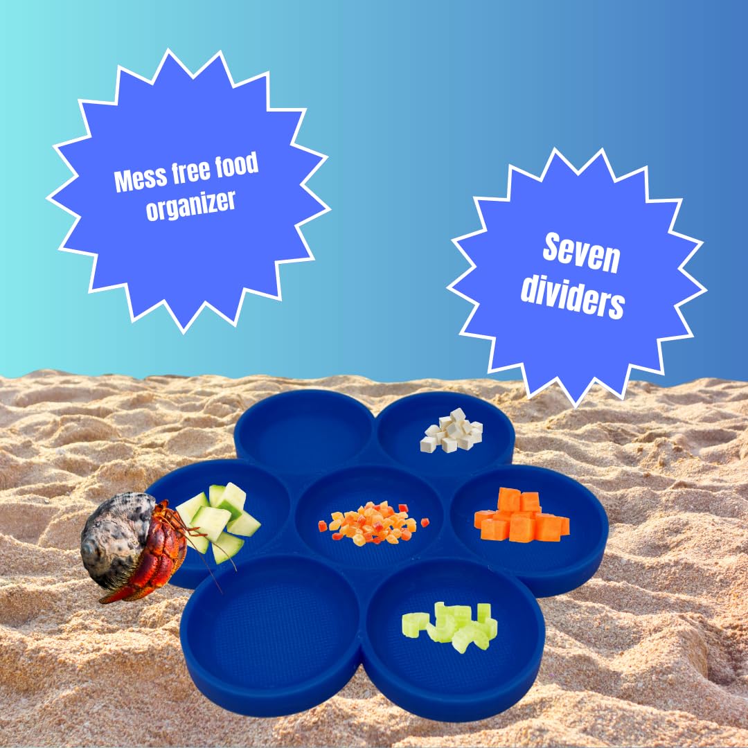Hermit Crab Feeder Dish | 7 Tray Dish for Crab or Snail Feeding | Mix & Match Crab Food | Made in USA