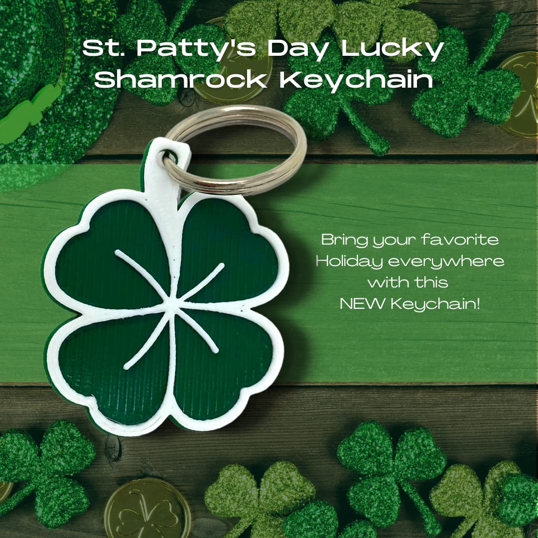 Saint Patricks Day Lucky Shamrock Keychain - Perfect for Saint Patty's Day Celebrations - Decorative Shamrock Four Leaf Clover Keychain - Made in The USA