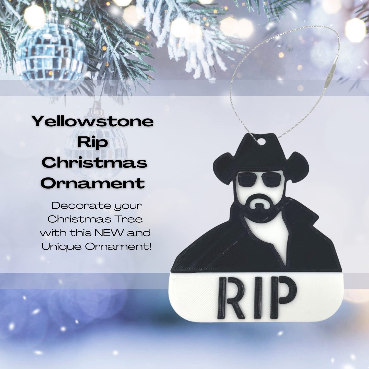 Yellowstone Rip Christmas Ornament - Perfect for Fans of The TV Show Yellowstone - Decorative Send Rip Holiday Ornament - Made in The USA