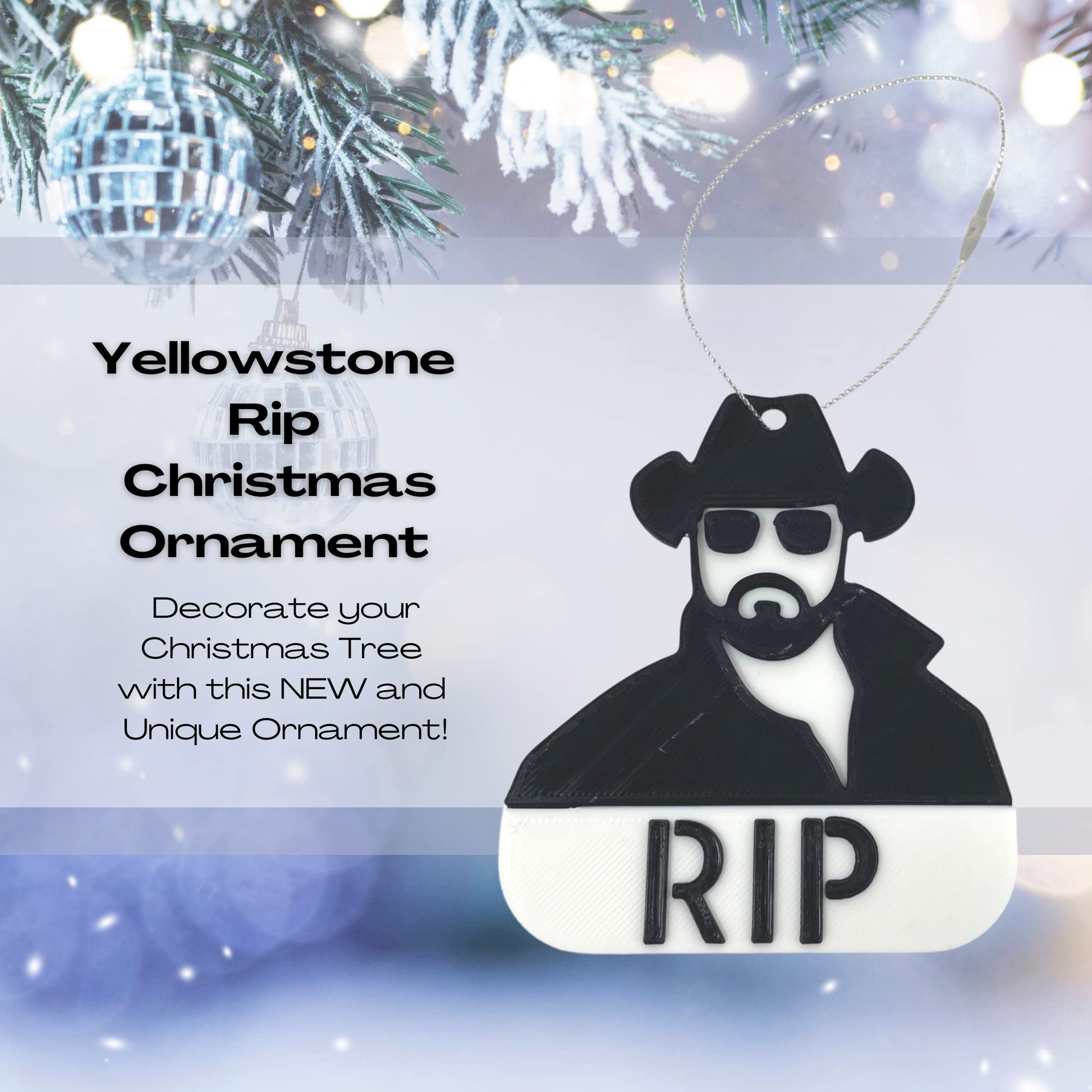 Yellowstone Rip Christmas Ornament - Perfect for Fans of The TV Show Yellowstone - Decorative Send Rip Holiday Ornament - Made in The USA
