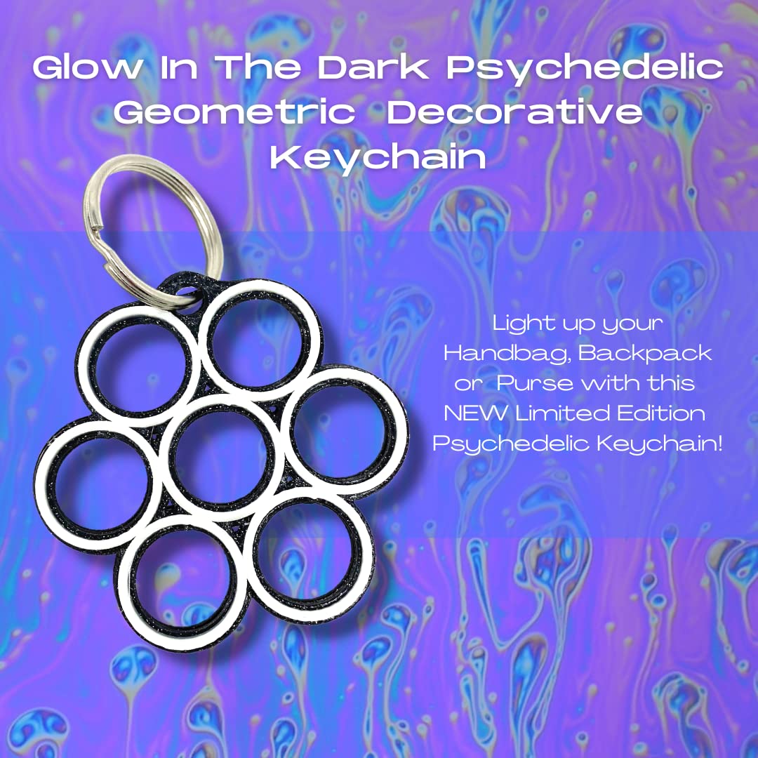 Psychedelic Geometric Decorative Keychain - Black & Glow in the Dark - Made in USA