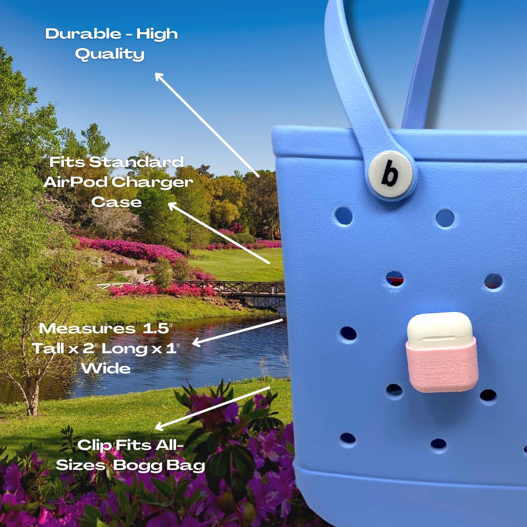 BOGLETS - Case for AirPods Charm Accessory Compatible with Bogg Bags - Keep AirPods Secure & Handy with your Tote Bag - Fits on the Inside or Outside of the Bag