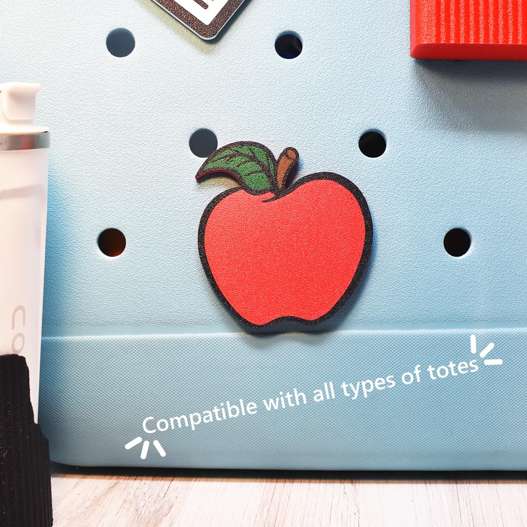 FRESHe Baglets - Teacher Charms - Decorative Charms for Tote Bags - Compatible with Bogg Bags, Simply Southern and other Tote Bags Apple