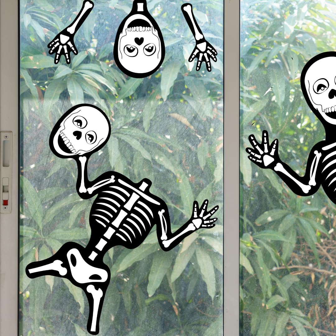 Halloween Wall or Door Decal - "Skeletons" | Made in USA |Peel and Stick Removable Vinyl Skeletons, Small