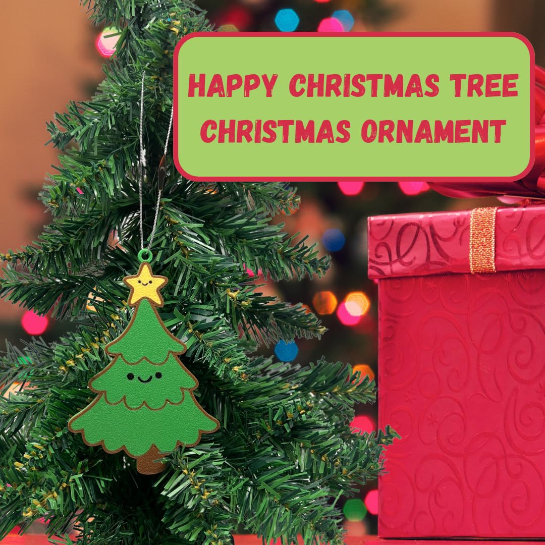 Happy Christmas Tree Ornament | Cute Christmas Tree Decorative Holiday Ornament | Made in USA