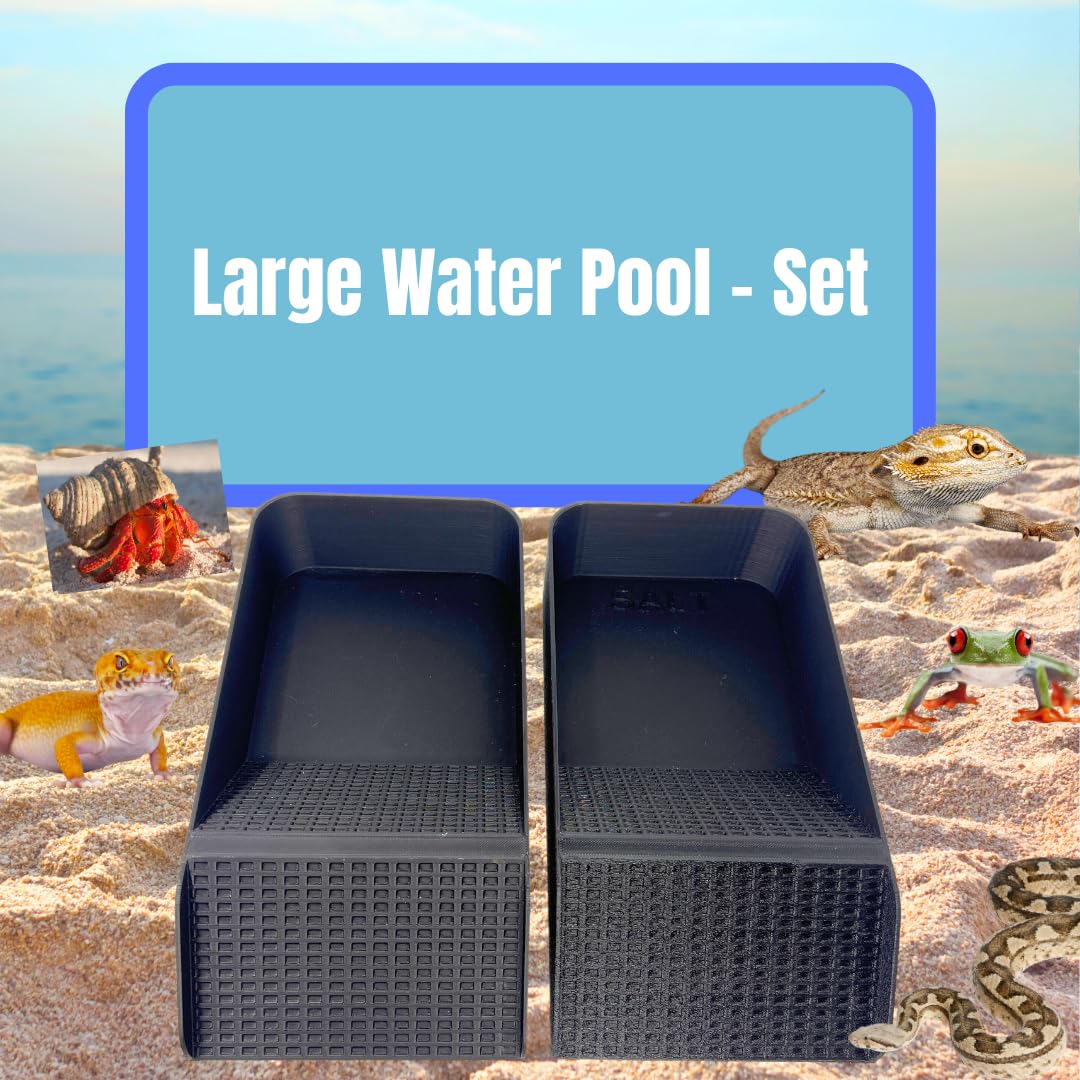 Chatelet Hermit Crab, Lizard, Turtle, Amphibian XL Watering Pool | Platform Pool Accessory with Access Ramp for Pet Habitats | 9.75" x 5" | Made in USA X-Large