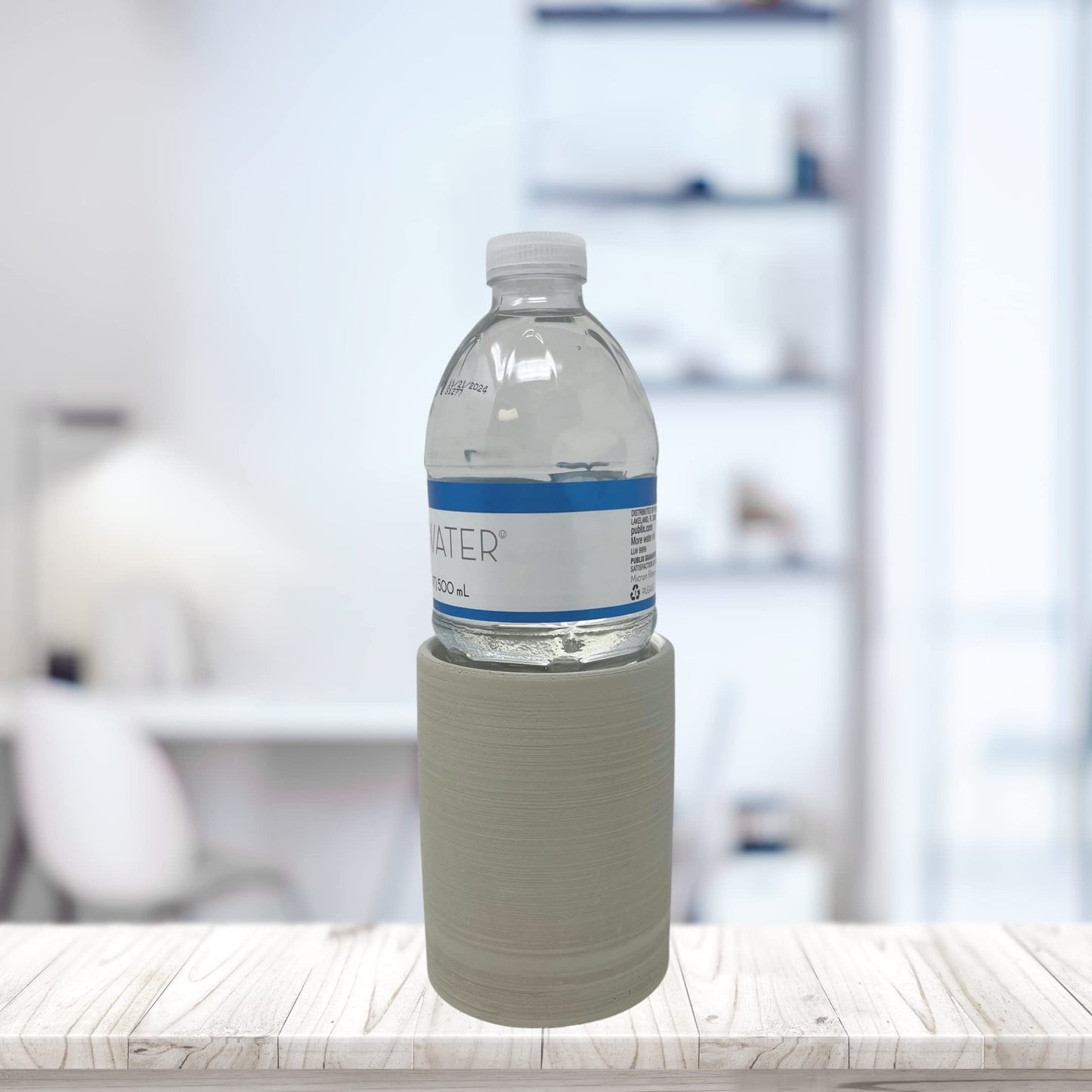 Gray Concrete Can Drink or Water Bottle Holder & Chiller - Fits All Standard 12 oz. Cans or 20 oz. Water Bottles - Store in Freezer to Keep Drinks Chilled - Handmade in USA!