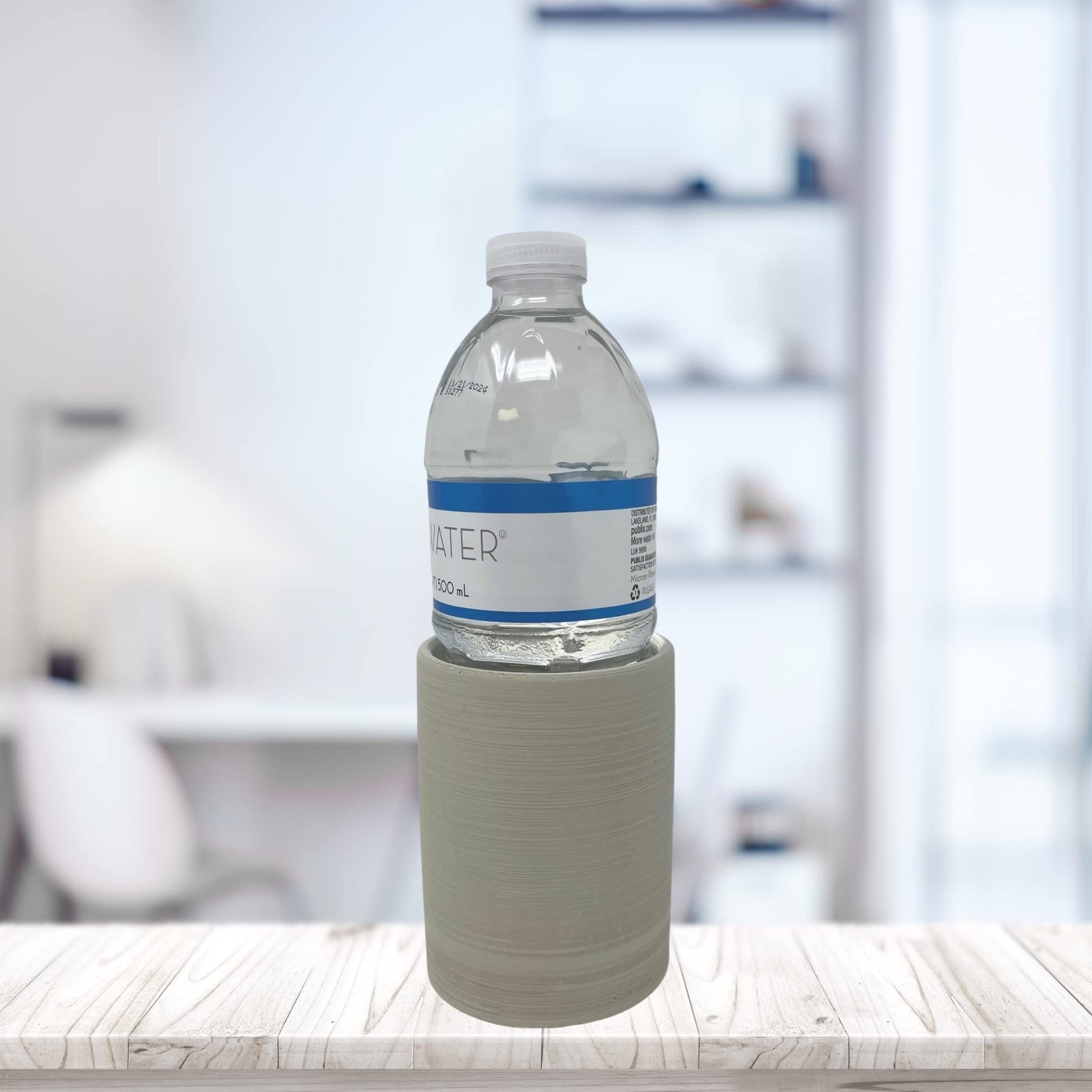 Gray Concrete Can Drink or Water Bottle Holder & Chiller - Fits All Standard 12 oz. Cans or 20 oz. Water Bottles - Store in Freezer to Keep Drinks Chilled - Handmade in USA!