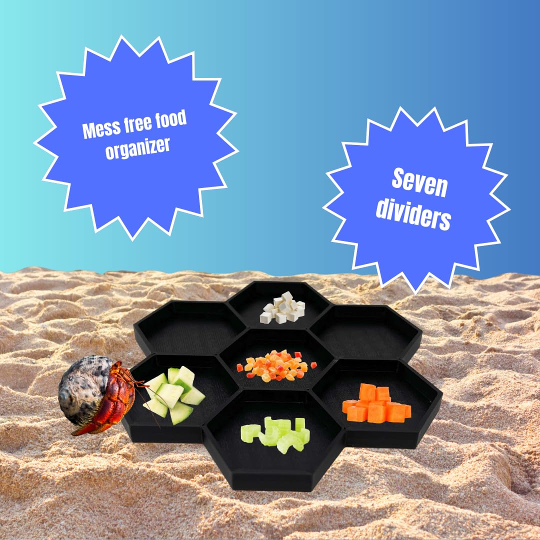 Hermit Crab Feeder Dish | 7 Tray Dish for Crab or Snail Feeding | Mix & Match Crab Food | Made in USA