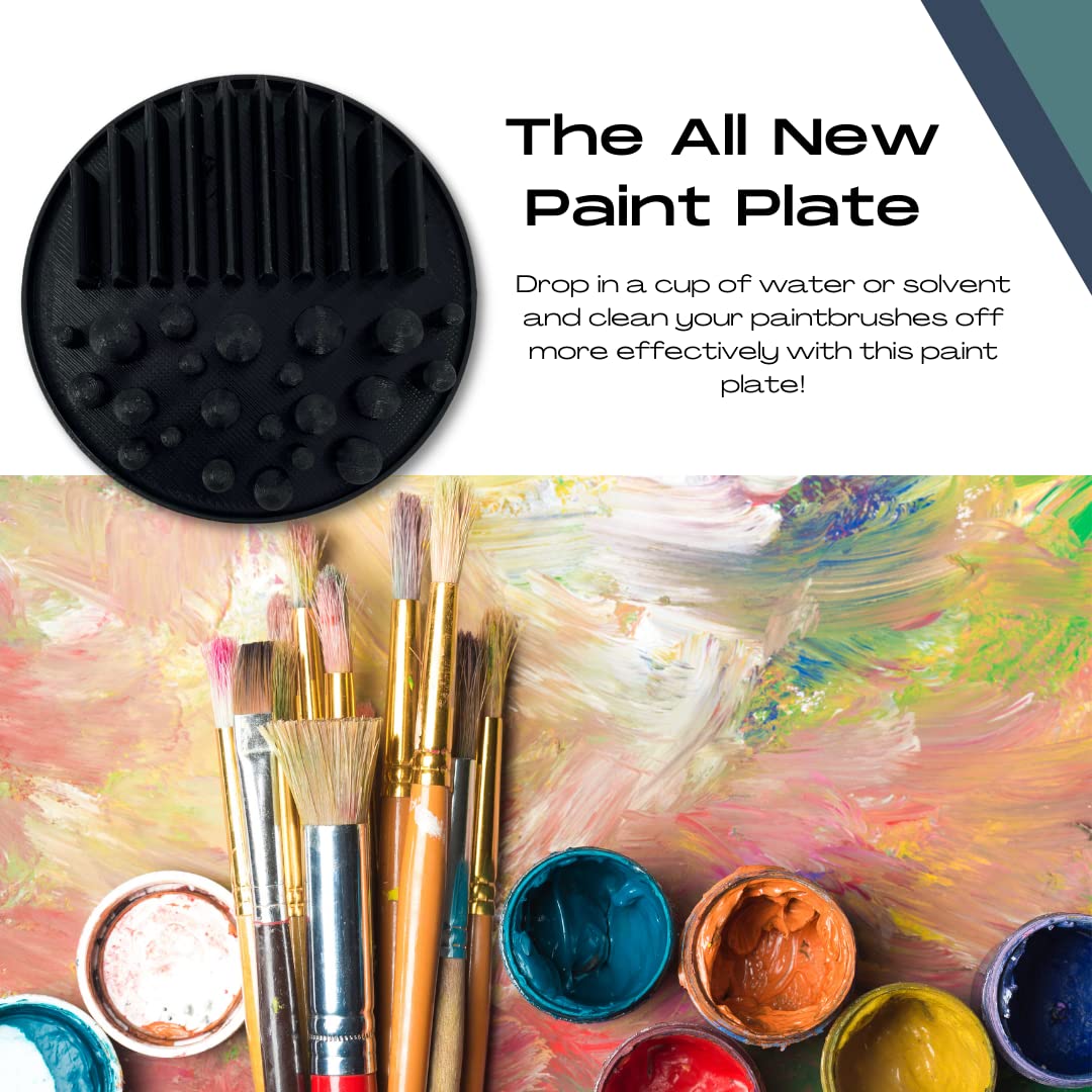 FRESHe Paint Plate Paintbrush Cleaner Disc - Drop in a Cup of Water & Keep Paint Brushes Clean - For Water-Based Mediums, Acrylic, and Watercolor