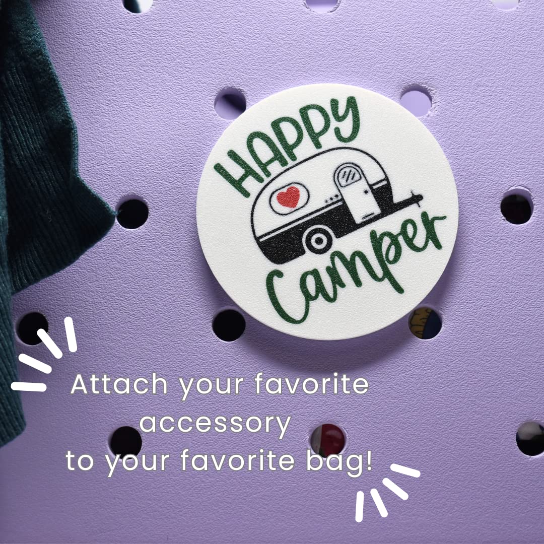 FRESHe Baglets - Happy Camper Charm - Decorative Charms for Tote Bags - Compatible with Bogg Bags, Simply Southern and other Tote Bags