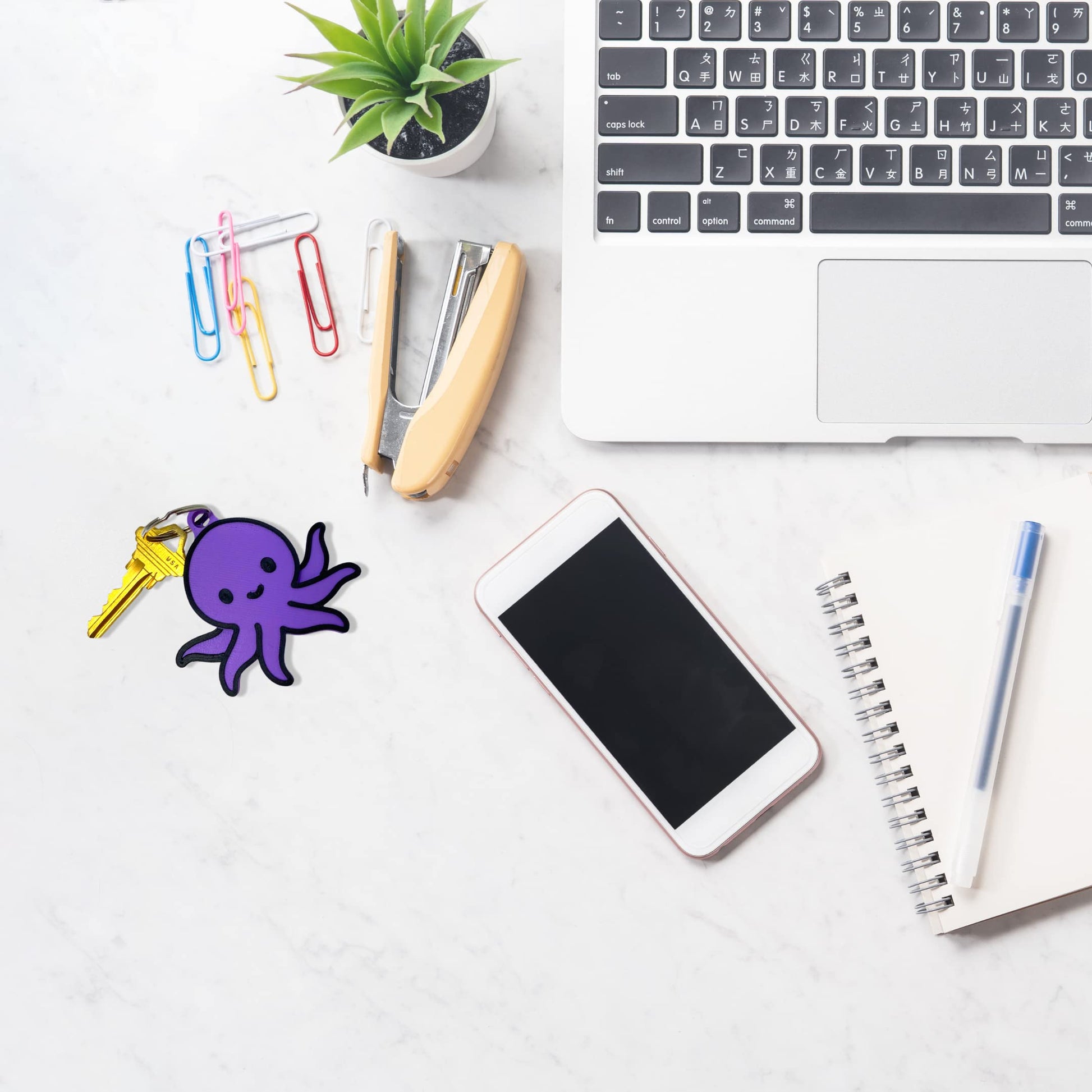 Kawaii Cute Octopus Keychain - Perfect for Hanging your keys. - Decorate your Backpacks, Lunchboxes, Luggage, & Tote Bags Octopus