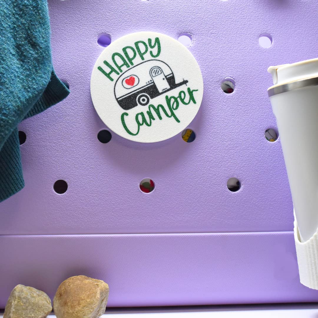 FRESHe Baglets - Happy Camper Charm - Decorative Charms for Tote Bags - Compatible with Bogg Bags, Simply Southern and other Tote Bags