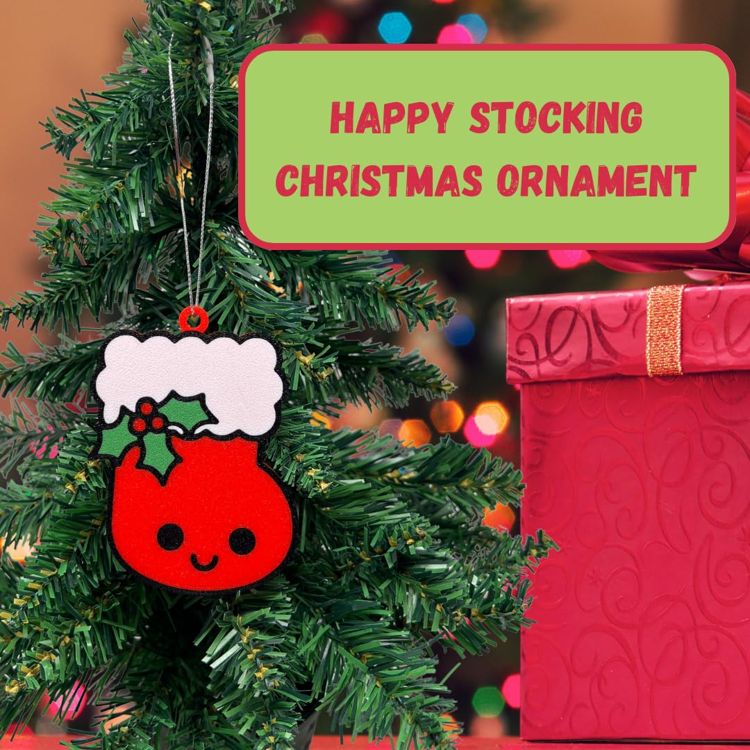 Happy Christmas Tree Ornament | Cute Christmas Tree Decorative Holiday Ornament | Made in USA