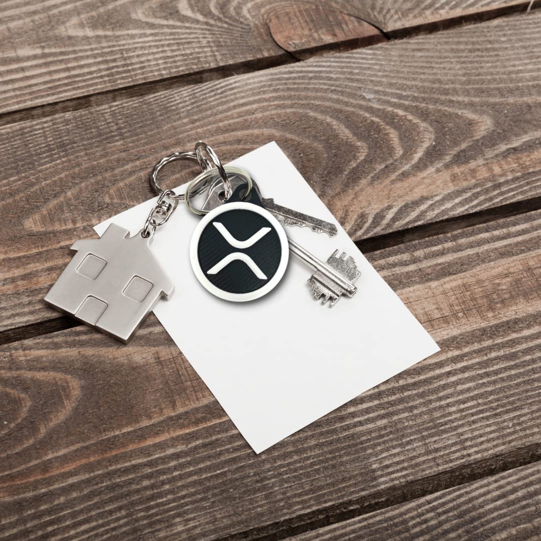 Ripple XRP Keychain Cryptocurrency Logo - Black & White - Perfect for Cryptocurrency XRP token Fans! Made in the USA!