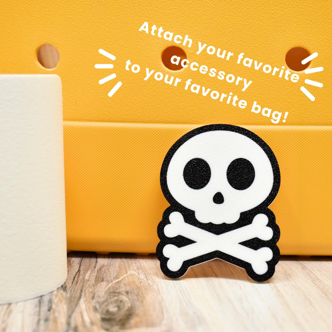 FRESHe BAGLETS - Halloween Skull & Bones Charm - Cute Halloween Charm Compatible with All Rubber Tote Bags - Made in USA