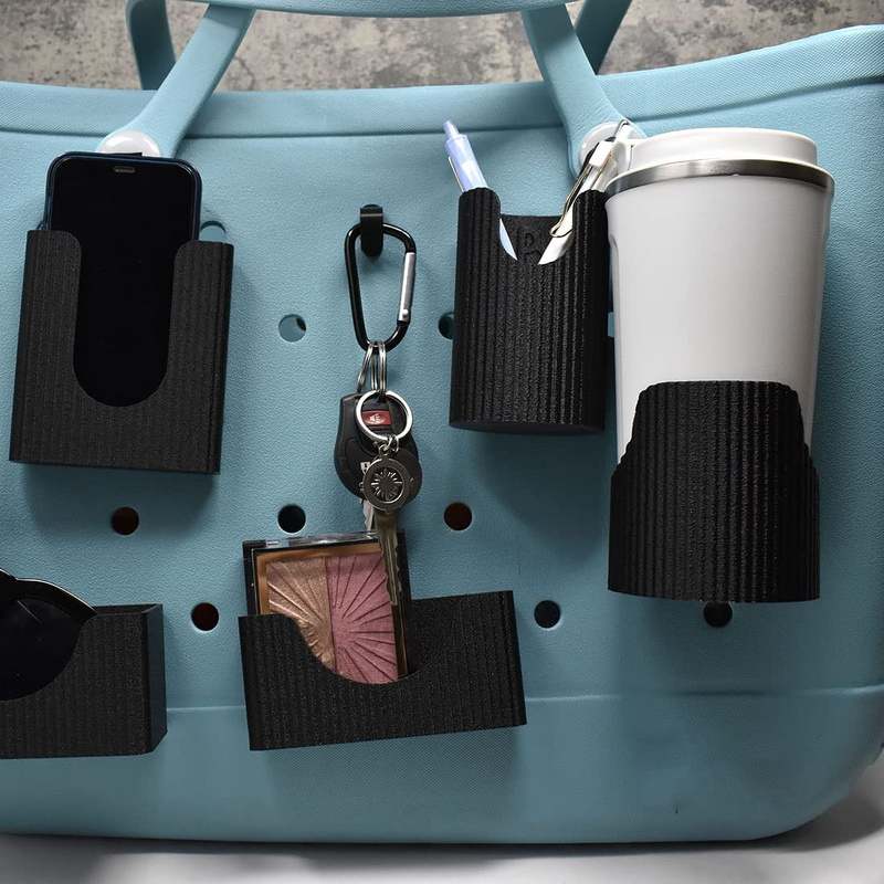 BAGLETS - The Premium Collection Ultimate Bundle - For Bogg Bags & Other Totes - Phone Case Holder, Key & Wallet Holder, Carabiner Key Holder, Bottle Holder Accessory & Sunglasses Holder - Black
