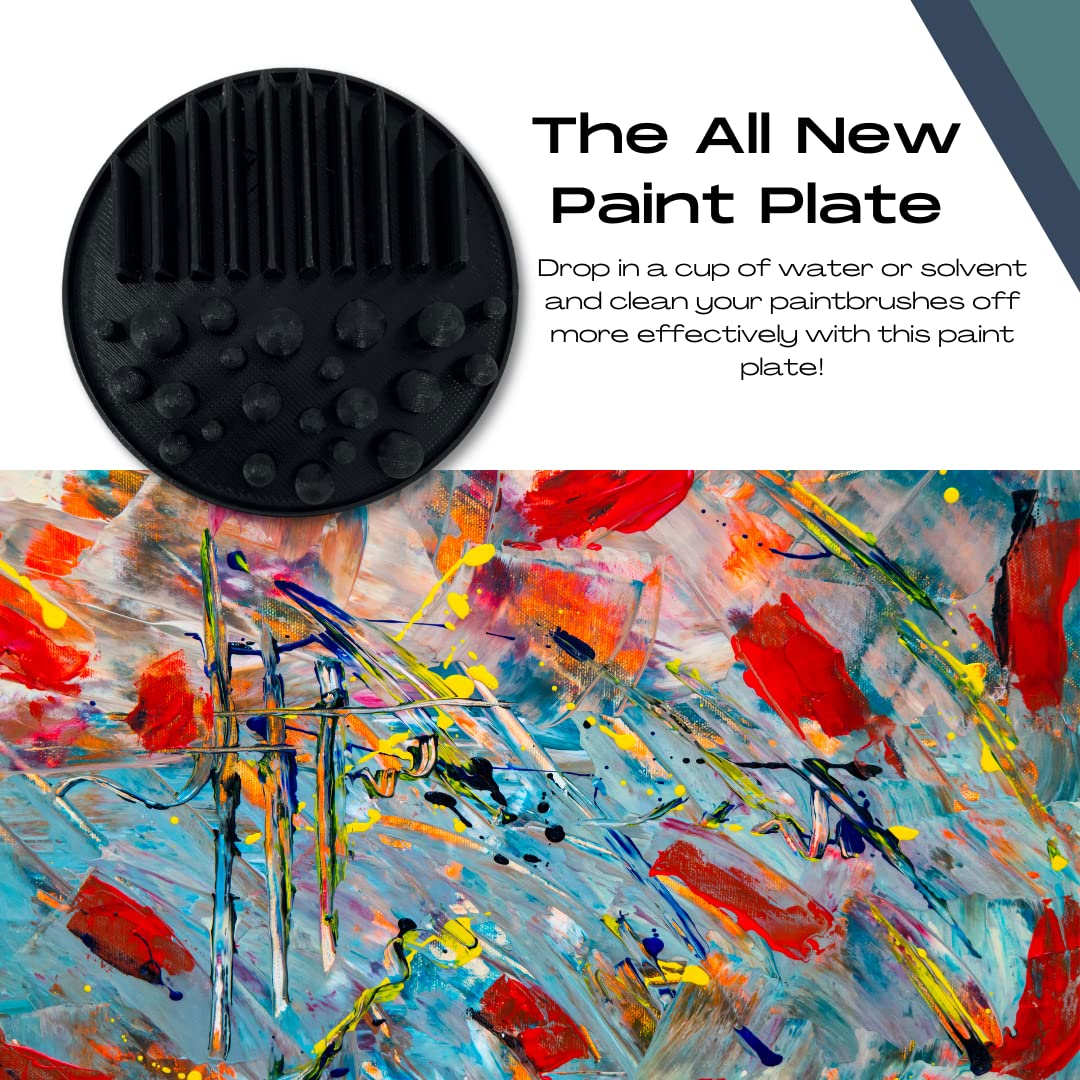 FRESHe Mini Paint Plate Paintbrush Cleaner Disc 2-Pack - Drop in a Cup of Water & Keep Paint Brushes Clean - For Water-Based Mediums, Acrylic, and Watercolor - Black