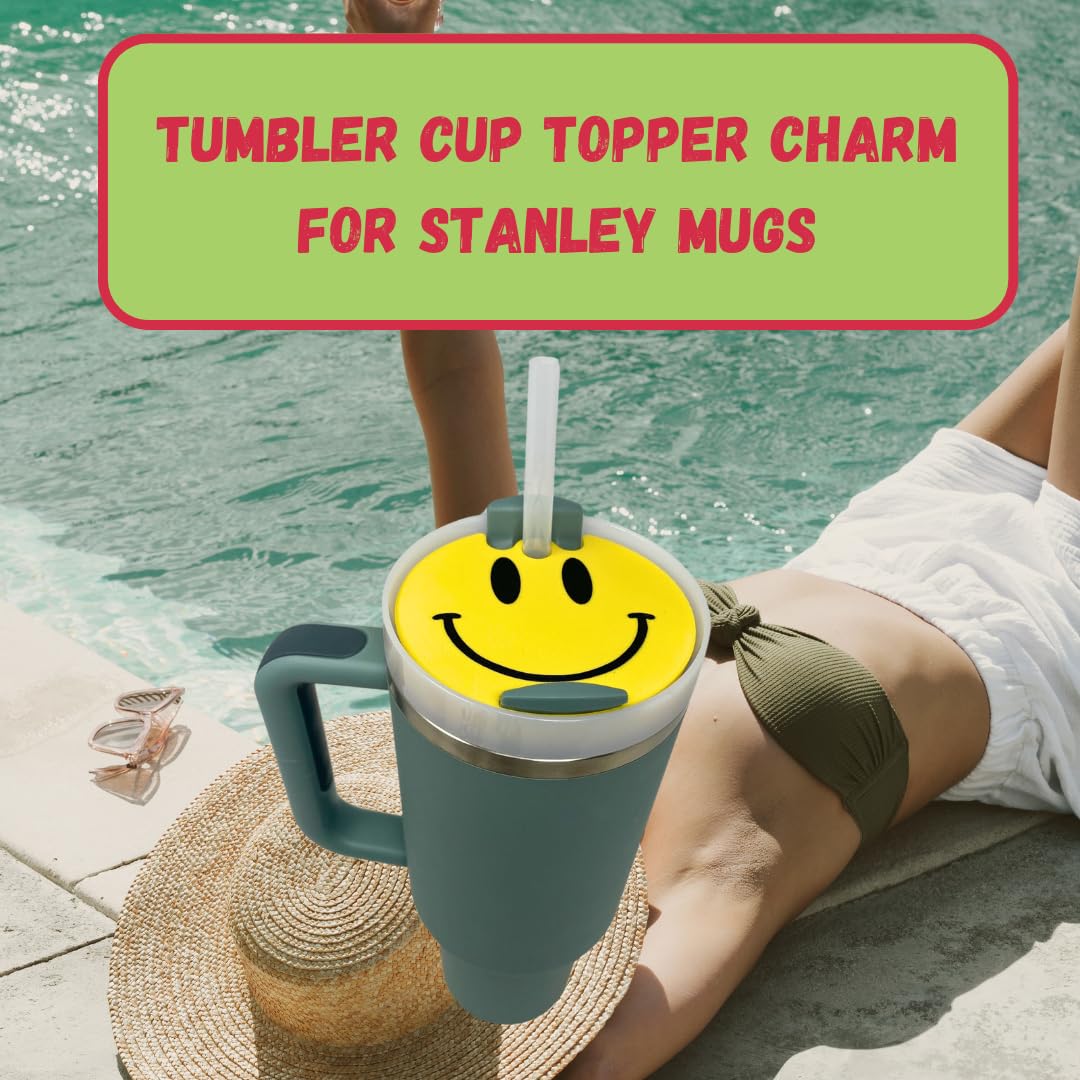BAGLETS - Smiley Face Topper Charms Compatible with Stanley Cups | Customize Tumblers with Cute Charms | Easily Removable & Interchangeable | Made in USA