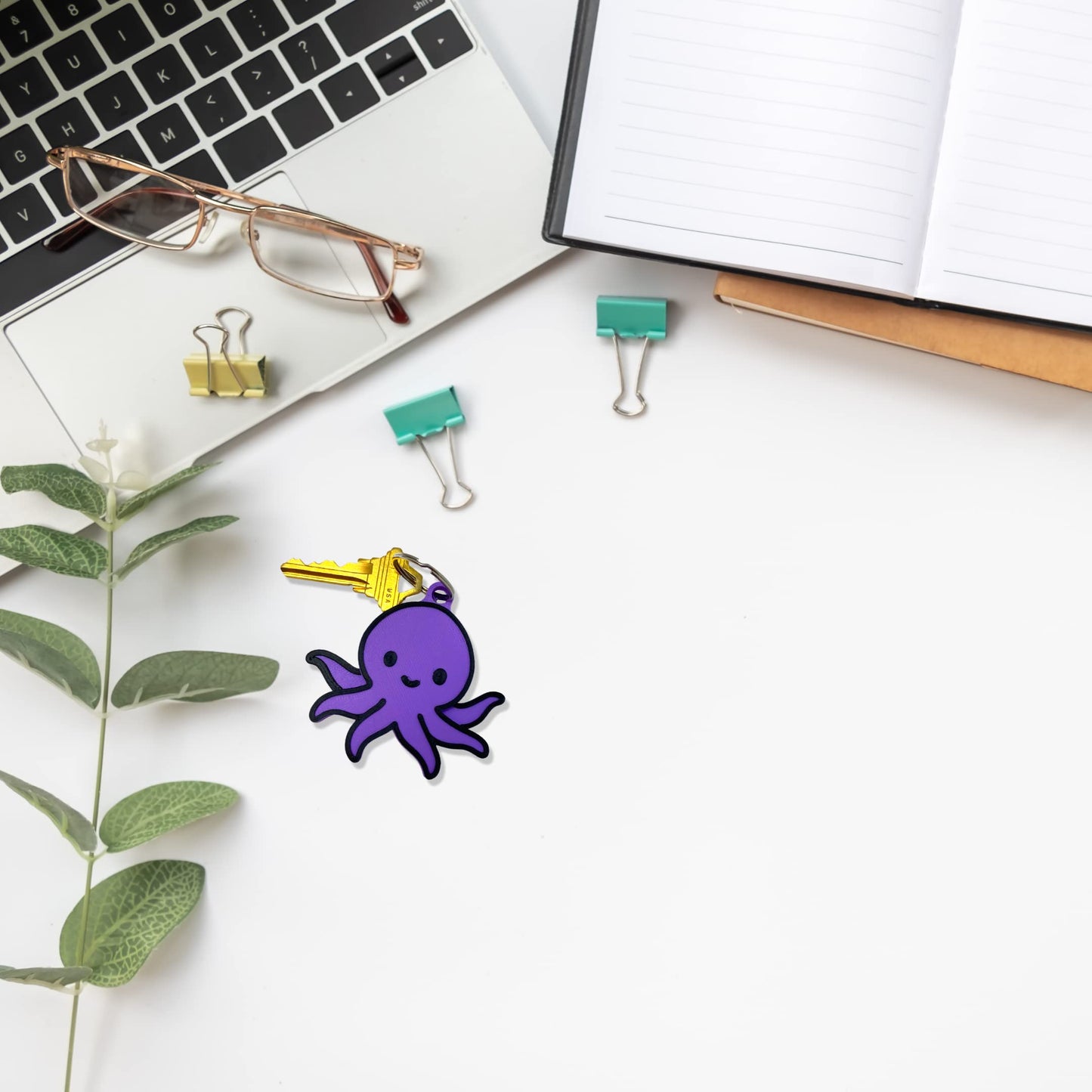 Kawaii Cute Octopus Keychain - Perfect for Hanging your keys. - Decorate your Backpacks, Lunchboxes, Luggage, & Tote Bags Octopus