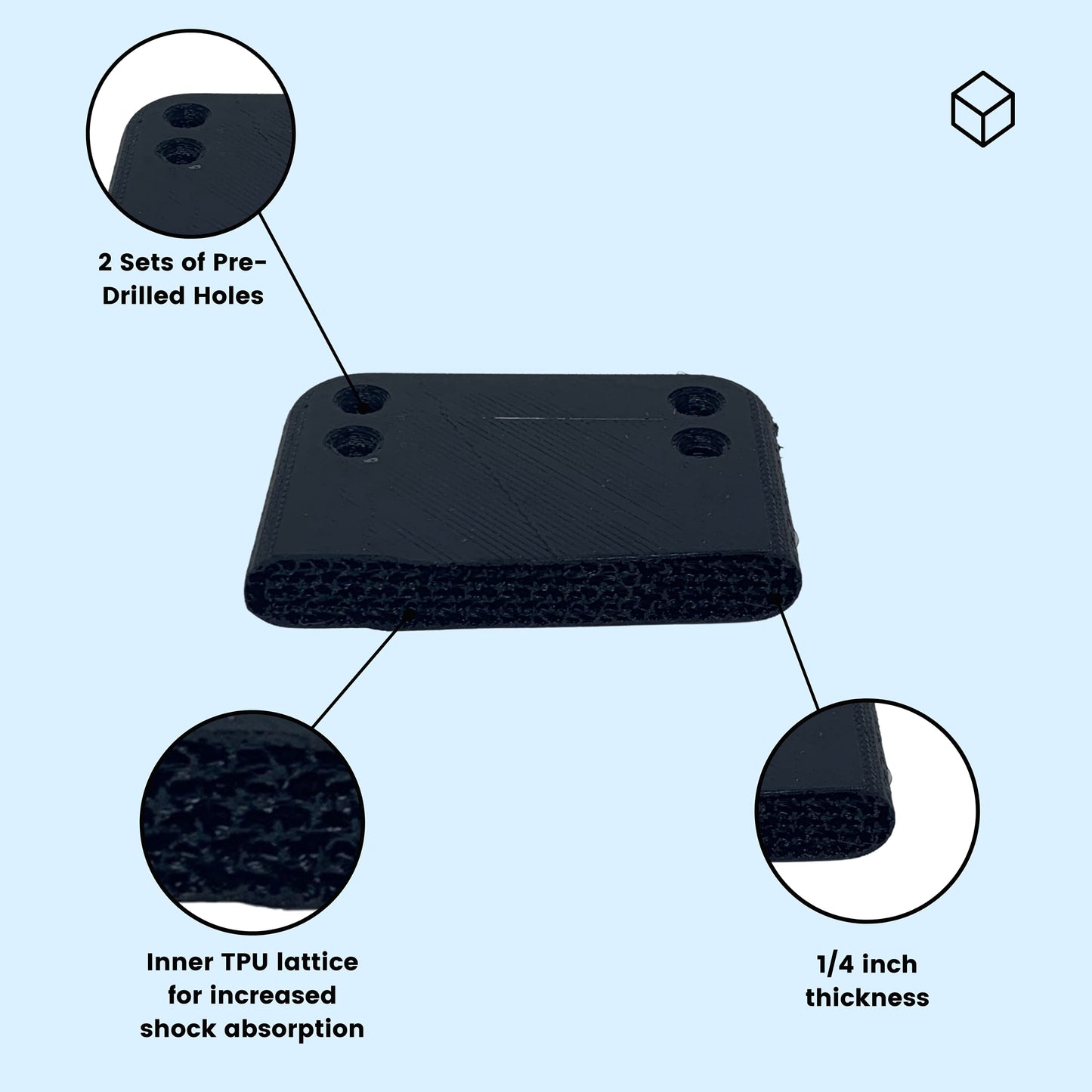 FRESHe Longboard/Skateboard 1/4 inch Premium Riser Shock Pads - Enhanced Riding Quality - Increased Shock Absorption