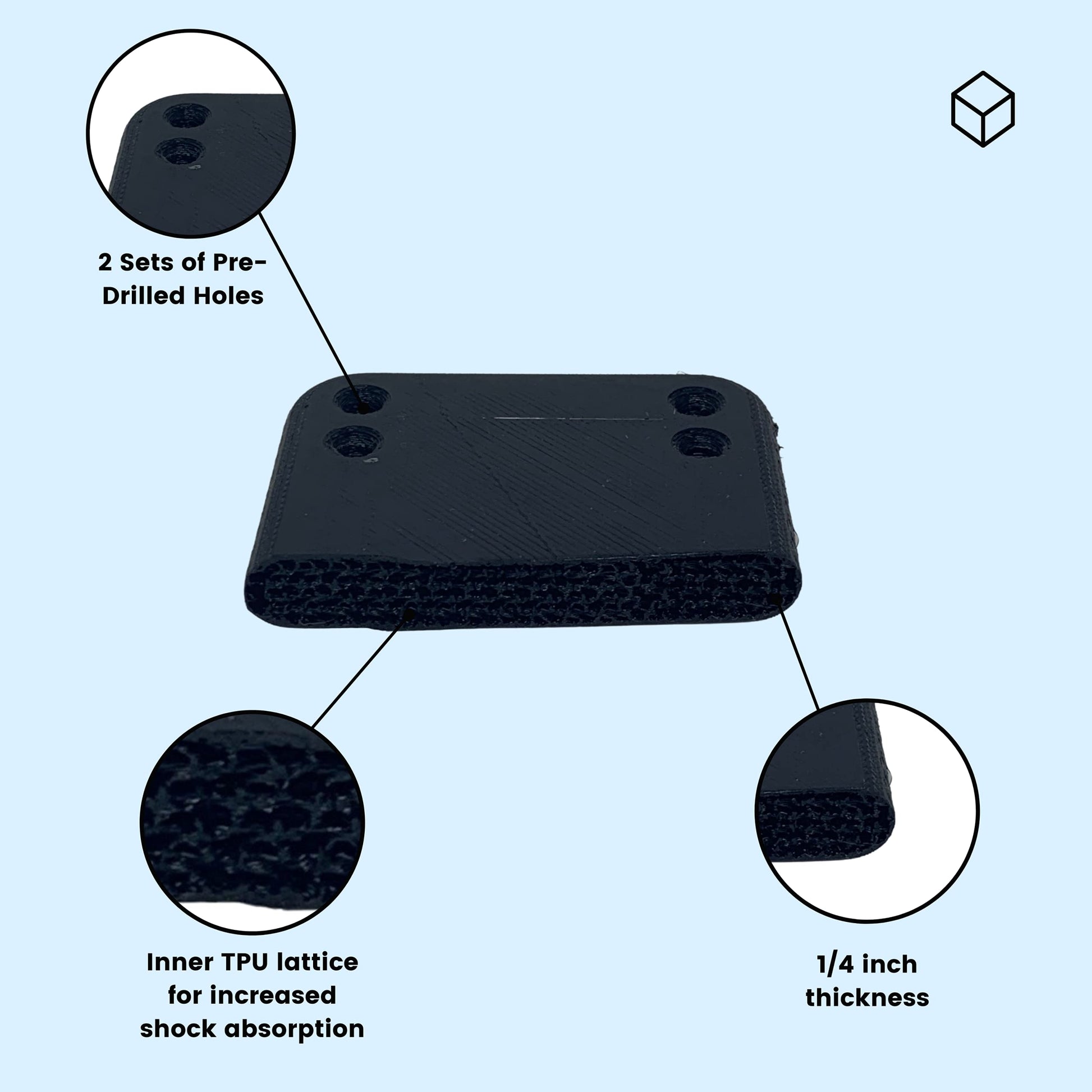 FRESHe Longboard/Skateboard 1/4 inch Premium Riser Shock Pads - Enhanced Riding Quality - Increased Shock Absorption