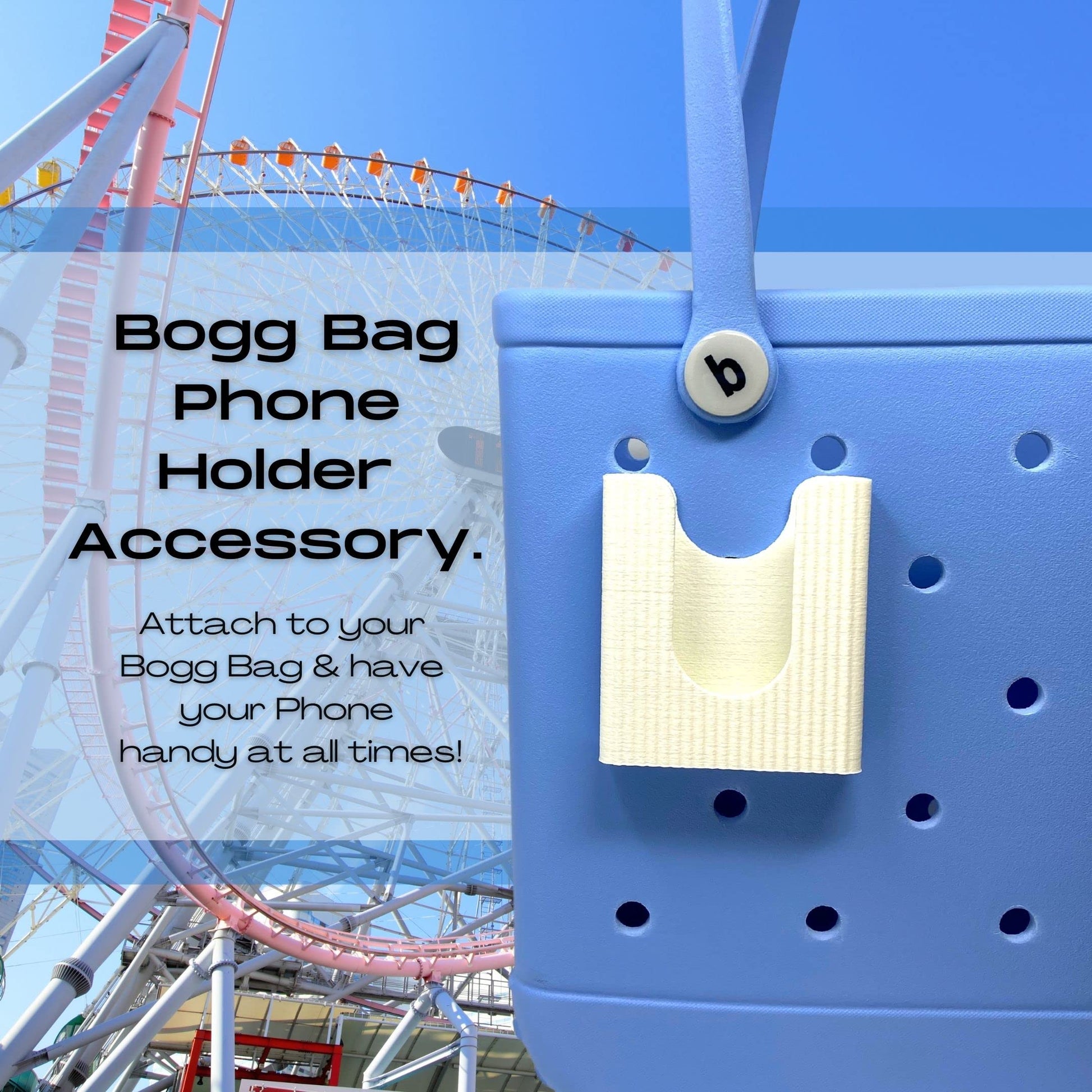 BOGLETS PREMIUM - Phone Holder New 2023 Edition Accessory Charm - Decorative Organizer Accessories Compatible with Bogg Bags, Simply Southern and other Tote Bags. White