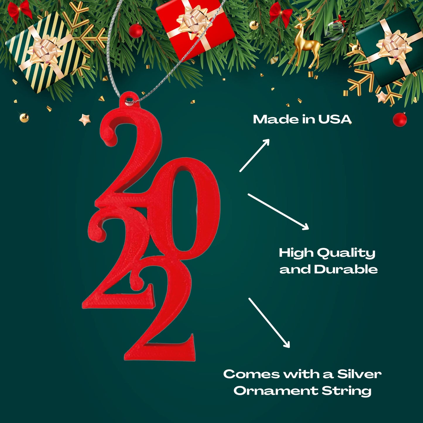 2022 Christmas Ornament - Christmas Decorative Holiday Ornament - Made in The USA