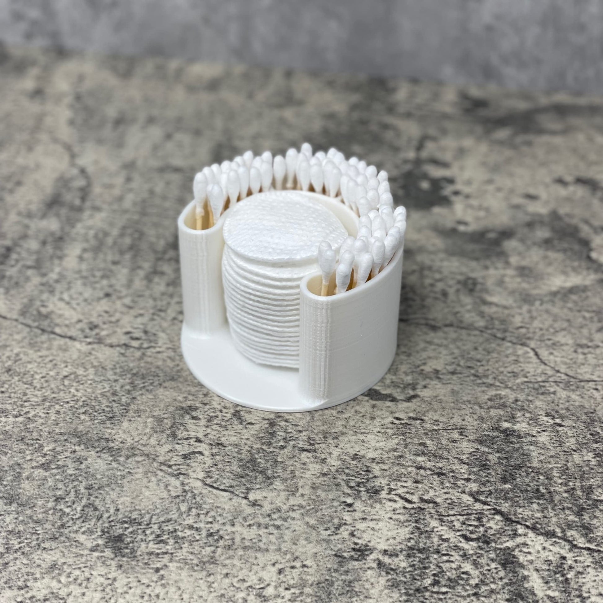 Cotton Swab Bathroom Organizer - Perfect for Qtips and Exfoliating or Cotton Pads - Convenient Access to Qtips, Cotton Swabs, and Exfoliating Pads in Your Bathroom - Clean White Finish