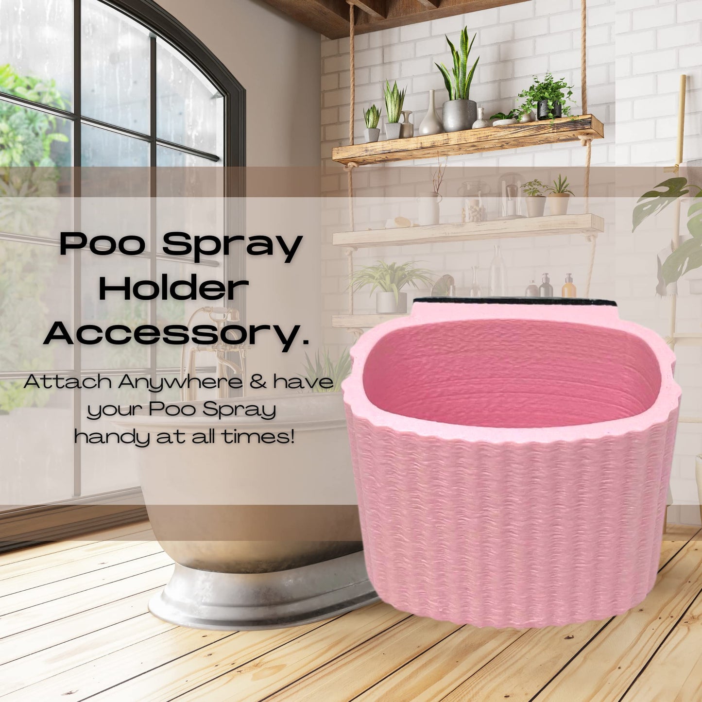 Poo-Spray Holder for 2 oz. bottles - Poo-spray Holder for Bathroom with Adhesive to Apply to Toilet or Cabinet